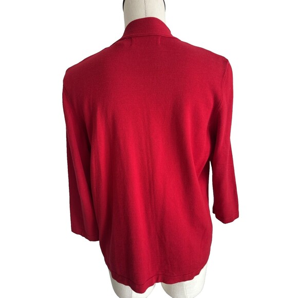 Alfred Dunner Red & Black Floral Rhinestones 2 pc connected top & cardigan M - Picture 8 of 12